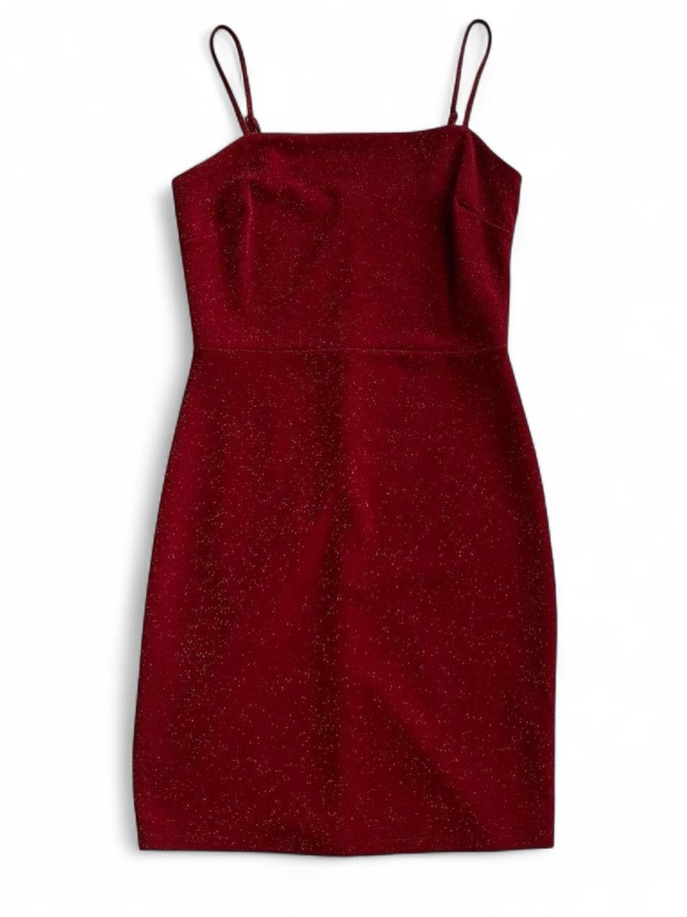 Vintage 90s Soprano Dark Red Fitted Cocktail Mini Dress w Sparkly Thread Size M